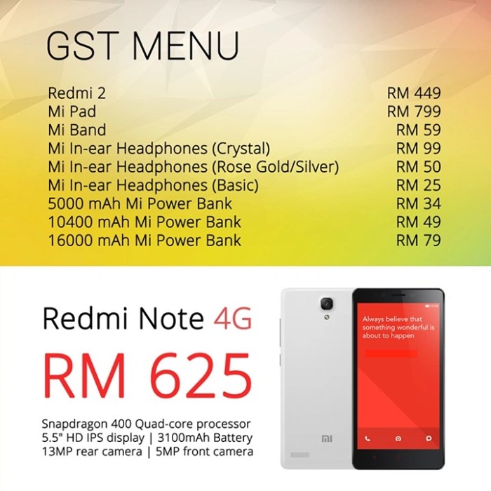 Harga hp xiaomi 4gb